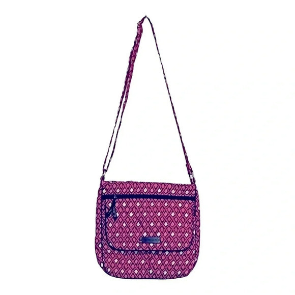 VERA BRADLEY KATALINA DOUBLE ZIP‎ PINK DIAMONDS CROSSBODY PURSE POCKETS RETIRED - Picture 1 of 15